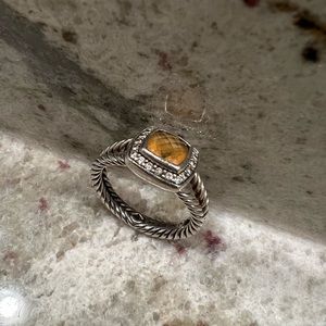 David Yurman Petite Albion® Ring in Sterling Silver with Citrine & Pavé Diamonds